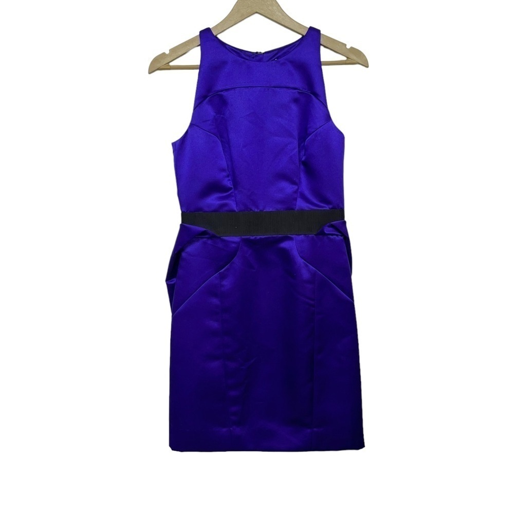 Milly Of‎ New York Size 4 Indigo Blue Satin Mini Formal Dress Regencycore Preppy